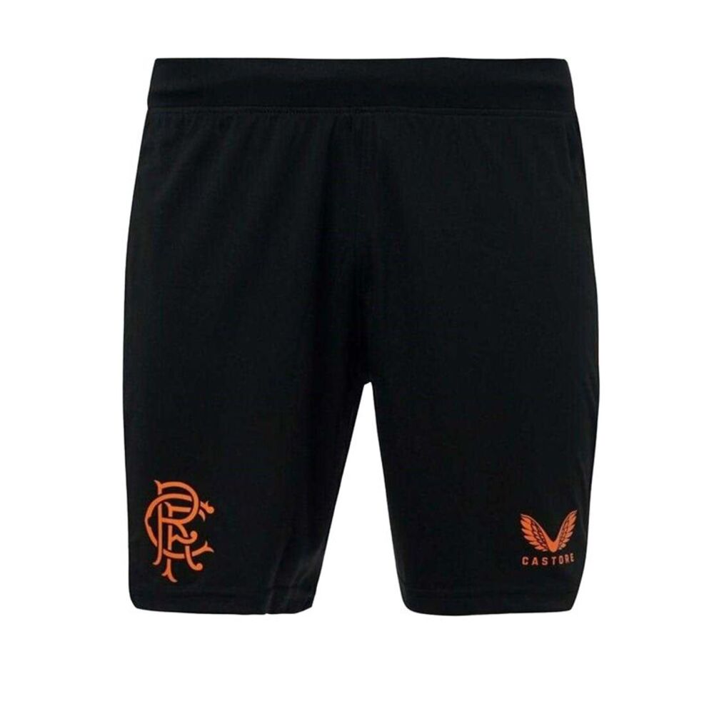 Castore Mens Rangers FC Athletic Shorts / Black/Orange Print